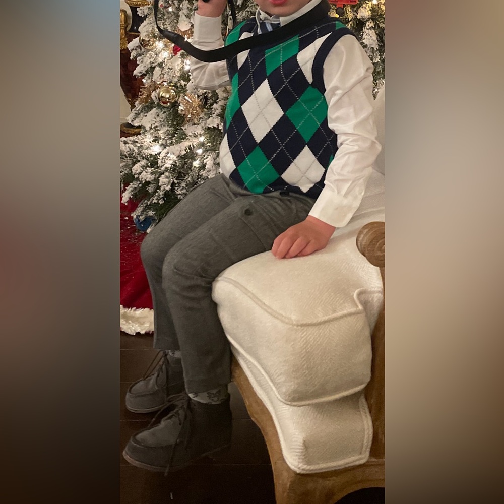 Janie and Jack Blue and Green Argyle Vest
